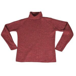 OONA New England Slow Fashion USA Handknit Turtleneck Sweater M Ribbed Acrylic